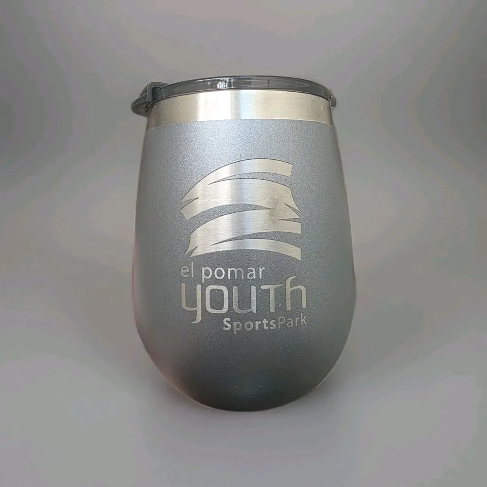 Rtic Rambler Wine Tumbler Stainless Steel w  Lid Gray Travel 10 oz Company Logo